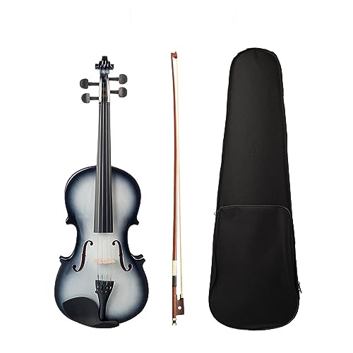 Violinen-Geigen-Set Für Studenten, 1/2, 1/8, 1/4, 3/4 Violine, Hochglanz-Finish, Violin-/Bogenetui, Weiß-schwarze Farbe, Geige (Color : 1-2)