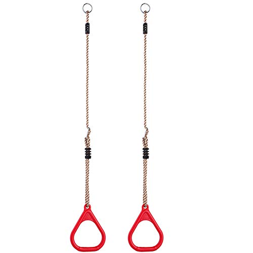 BFVAKBKYT Gymnastik Ringe,Suspension Trainer System, Schaukel Pull Up Gym Ringe Sport Pull-ups Ring Kinder Trapez Bar Pull Up Ring Spielplatz Hause Schaukel Ausrüstung(Red)