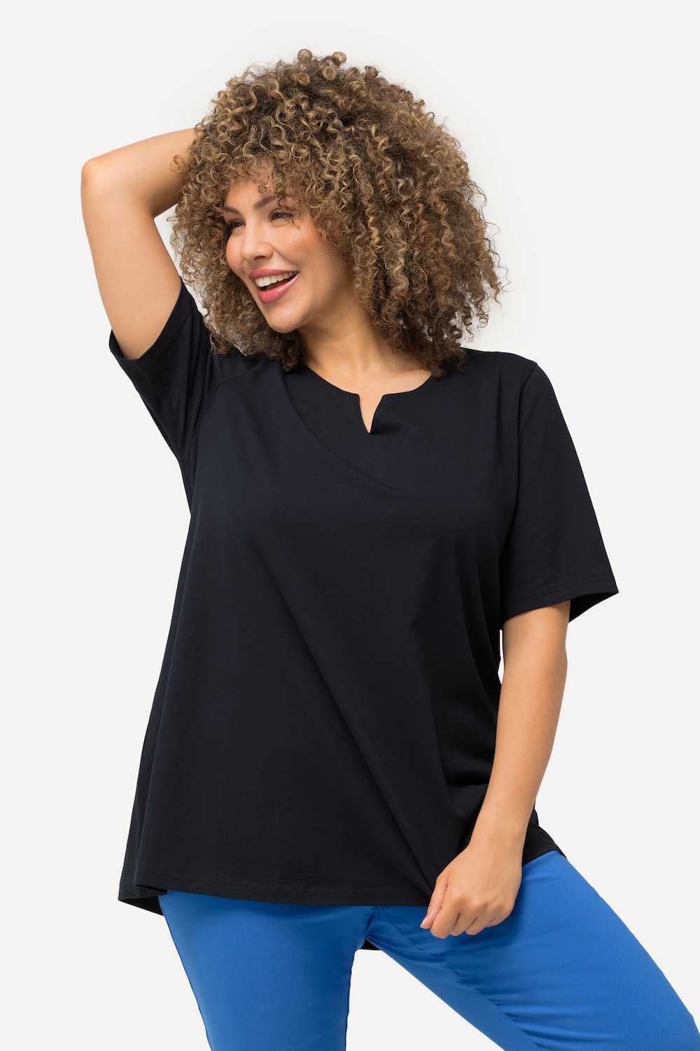 Große Größen T-Shirt, Damen, blau, Größe: 50/52, Baumwolle, Ulla Popken