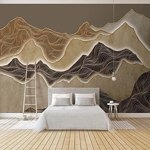 Vintage Abstrakte Kunst Gold Line Ink Landschaft Kunst Tee 3D Tapeten Wanddekoration Fototapete Sofas Wohnzimmer Wandbild Schlafzimmer-250cm×170cm