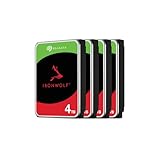 Seagate 4er-Pack IronWolf 4TB interne Festplatte, NAS HDD, 3.5 Zoll, 5400 U/Min, CMR, 256 MB Cache, SATA 6GB/s, Silber, inkl. 3 Jahre Rescue Service, FFP, Modellnr.: ST4000VN006