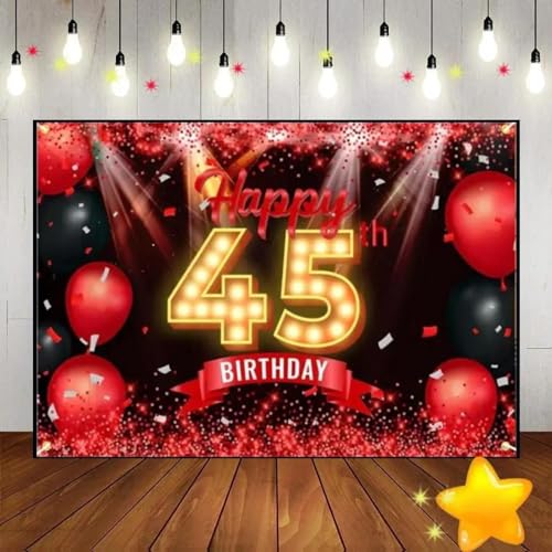 Alles Gute zum 42/43/44/45/50. Geburtstag Personalisiert Kundenhintergrund Hintergrund Besonderes Foto Gold Blau Weiß Grün Bildschirm Exquisit Rot 300x200cm