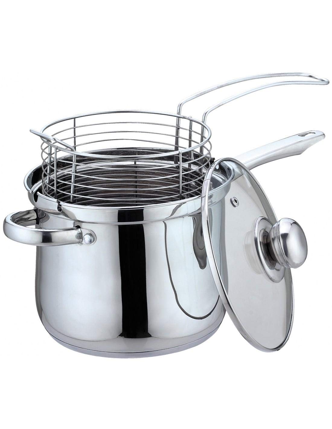 Ø18cm Topf mit Korb Friteuse 3,6L Fritierpfanne Pommestopf Karbontopf KH-4581