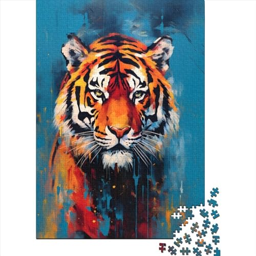 Kunstpuzzle für Erwachsene 1000 Teile Tigerpuzzle für Erwachsene Teenager Lernspielzeug Familienspiele (29,53 x 19,69 Zoll)