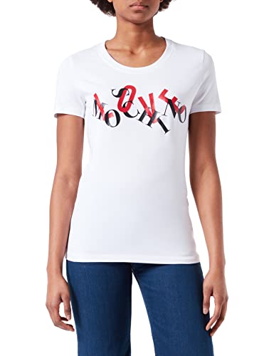 Love Moschino Womens Hanging Brand Print T-Shirt, Optical White, 46