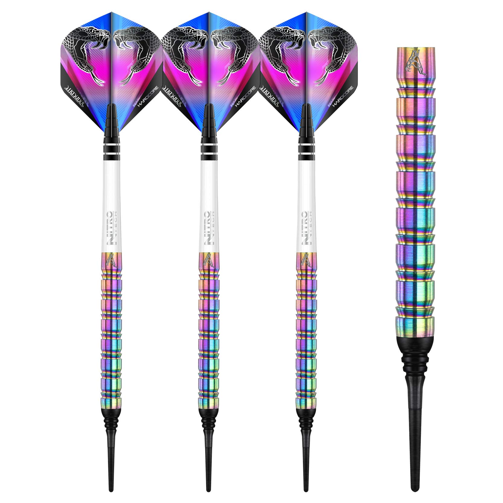 RED DRAGON Peter Wright Snakebite 1-18 Gramm Softip Professional Darts Wolfram Darts Set mit Flüge und Shafts