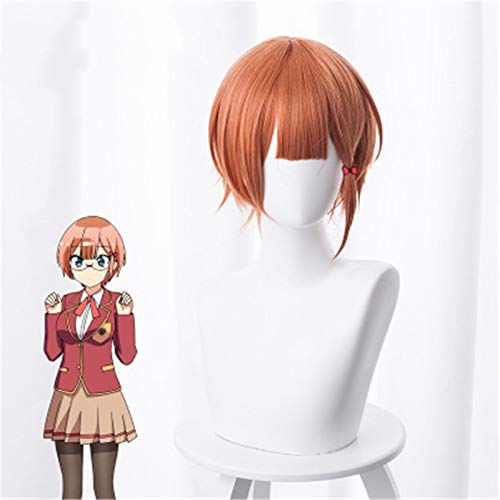 LINLINCD Cosplay wig Anime Bokutachi Wa Benkyou Ga Dekinai Rizu Ogata Cosplay Perücken Orange Kurzes Kunsthaar Halloween Rollenspiel Kostüm Perücke