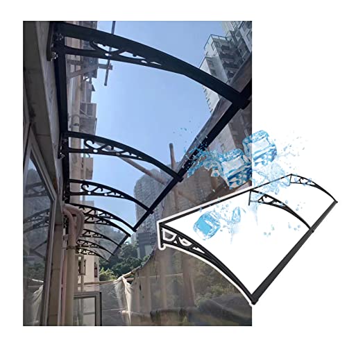 Sonnenschutz, Fenstermarkise, modernes geschwungenes Design, Türüberdachung, Schutz vor Regen, Schnee, Sonnenlicht, für Terrasse, Garten, Haustür, transparent, 260 x 60 cm