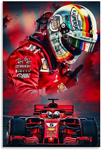 5D Diamant Painting Set FüR Erwachsene Und Kinder Sebastian Vettel F1 Rennfahrer Plakatmalerei DIY Diamond Painting Kristall Strass Diamant Stickerei GemäLde 15.7"x19.7"(40x50cm) Kein Rahmen