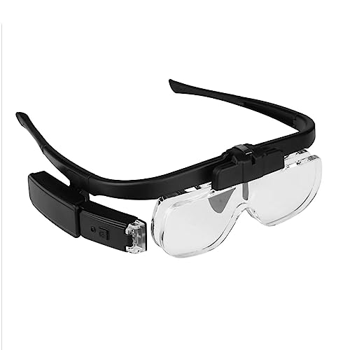 EUROXANTY Wiederaufladbare LED-Lupe | Lesebrille mit Lupen | Linsen für professionelle Arbeit | Miniatur-Brille | Vergrößerung 1,5 x, 2,0 x und 2,5 x | Brille mit verstellbaren Lupen