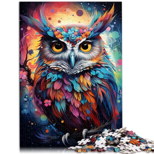 Puzzles zum Malen, farbenfrohe Planeteneule für Erwachsene, Puzzles mit 1000 Teilen, Holzpuzzle, schwierige Puzzles mit 1000 Teilen (50 x 75 cm)