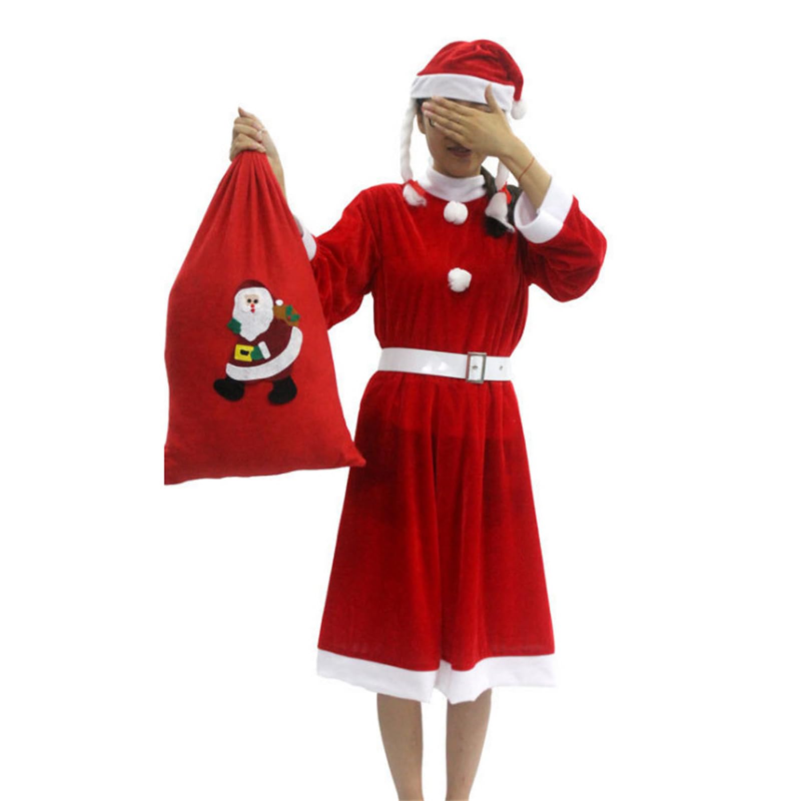 Aurgiarme Weihnachtsmann-Anzug, Weihnachtsmann-Kostüm für Männer und Frauen, Erwachsene, 3/4/5/6/7, Weihnachtsmann-Kostüm, Outfits, lustiger Weihnachtsmann-Bär-Hut, Weihnachtsmann-Anzug