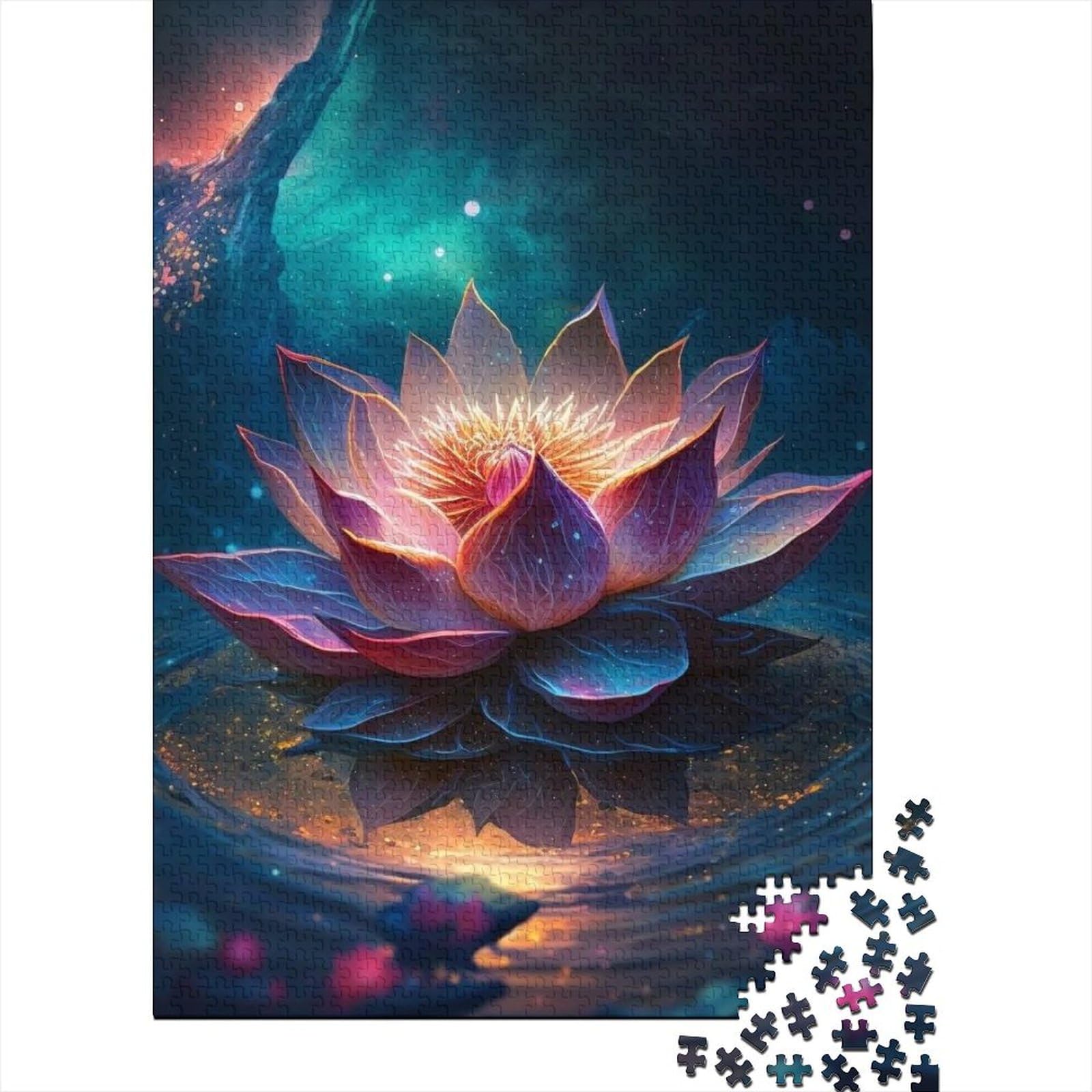 Wasser, der Lotus, Holzpuzzle für Erwachsene und Teenager, 1000 Teile für Erwachsene, schwierige Puzzles, Holzpuzzles für Erwachsene und Teenager (Größe 29,53 x 19,69 Zoll)