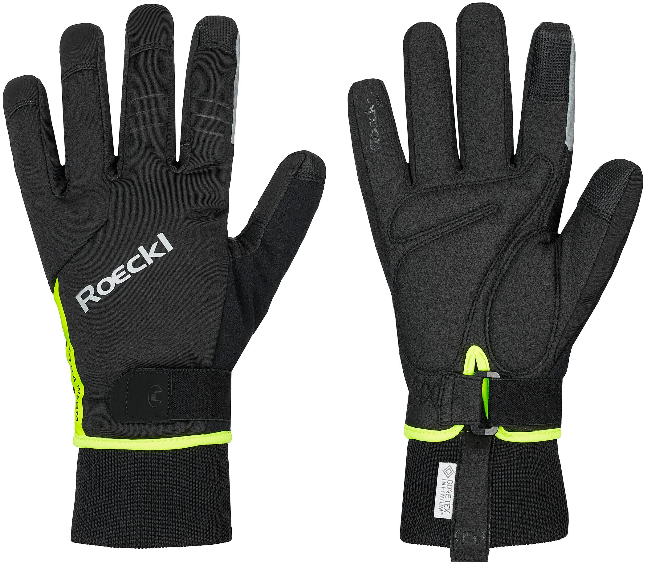 Roeckl Villach 2 Winter Fahrrad Handschuhe lang schwarz/gelb 2023: Größe: 7