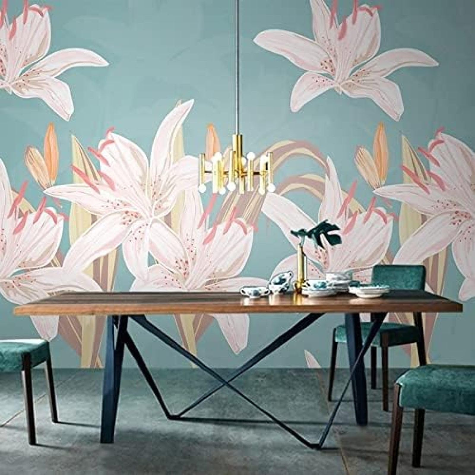 XLMING Lilien Stil Botanische Blumen Kunst 3D Tapete Wohnzimmer Sofa Schlafzimmer Esszimmer Home Dekoration Wand-250cm×170cm