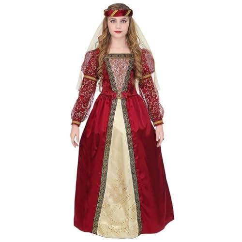 Widmann - Kinderkostüm Mittelalter Prinzessin, Kleid mit Unterrock & Reifrock, Kopfschmuck mit Schleier, Karneval, Mottoparty