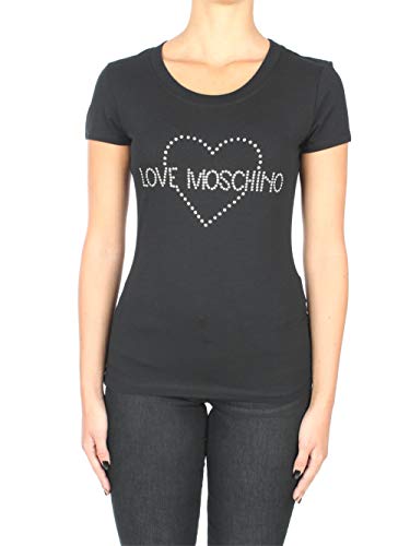 Love Moschino Damen Logo core_Short Sleeve T-Shirt, Schwarz (Black C74), 36 (Herstellergröße: 40)