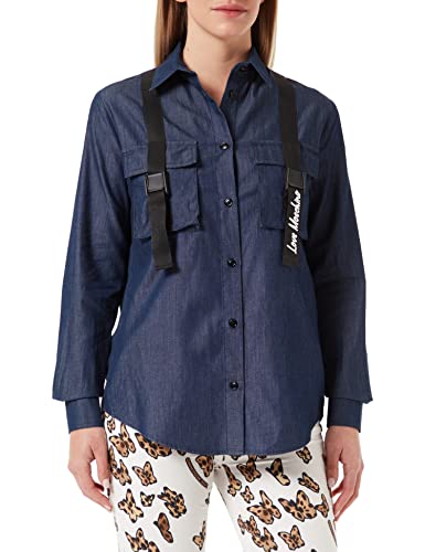 Love Moschino Womens with and Front Pockets Shirt, Denim, 40