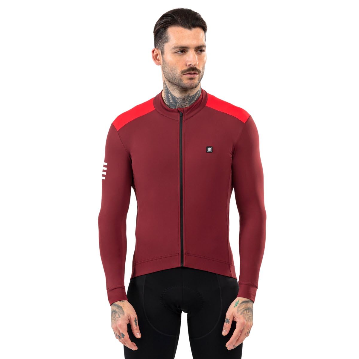 SIROKO - Langärmeliges Thermo-Radtrikot M4 Echelon - S - Bordeauxrot/Rot