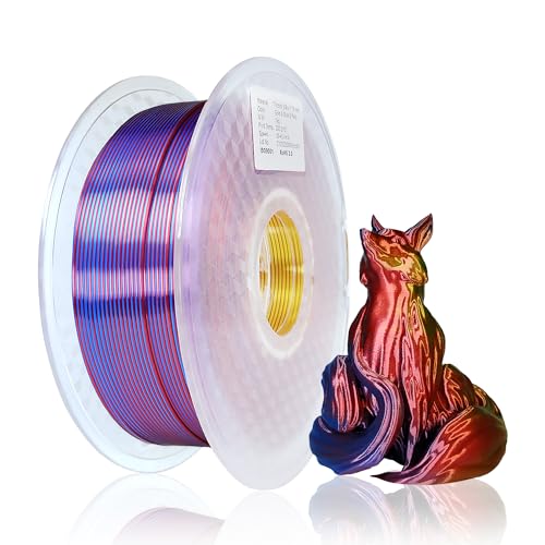 SHANHUI 3D-Drucker Filament, Dreifarbiges PLA-Filament 1,75 mm, Gold / Blau / Rot 3D-Druck-Filament-Bündel, 1kg / 2,2 lbs