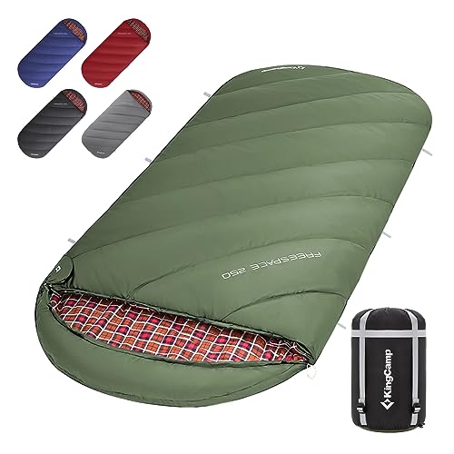 KingCamp XL Schlafsack Campingschlafsack 4 Jahreszeiten Übergröße Baumwoll Flanell für Erwachsene Outdoor Warm leicht für drinnen und draußen