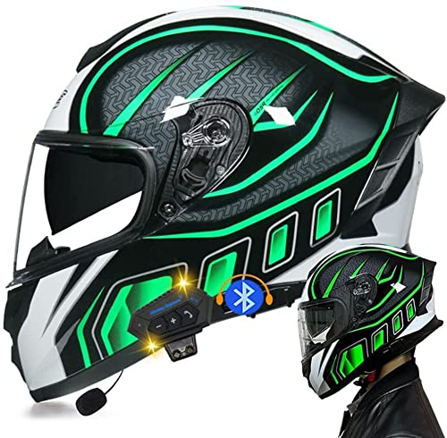 Bluetooth-Helm Klapphelm Motorradhelm Sturzhelm DOT/ECE Genehmigt Bluetooth Mit HD-Doppelspiegel Geschlossenen Reduzieren Windgeräusche ABS Hartes Warm Für Damen Herren