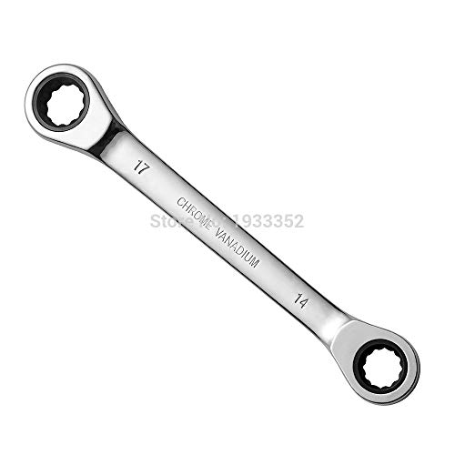 Crepundia MaulschlüSsel,RingschlüSsel 8-19 mm Doppelkopf-Ratschen-Maulschlüssel, Handwerkzeug for Mutternschlüssel, Chrom-Finish(12mm-13mm-1Piece)