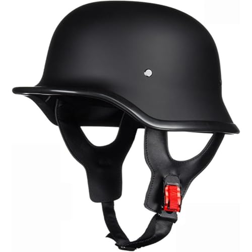 BYFHHHH Vintage Jethelm Motorradhelm, ECE-Zulassung Carbonfaserhelm Rollerhelm Moped Retro Cruise Halbschalenhelm Deutscher Stil Offener Helm Für Männer Frauen B,M=57~58CM