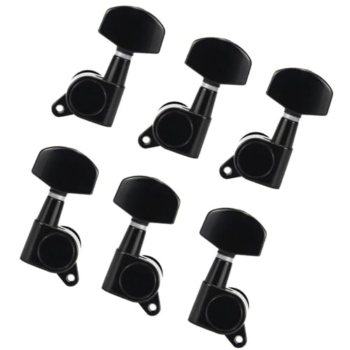 Strings Tuning Pegs Mechaniken Für Gitarre 6er-Pack 3L+3R Stimmschlüssel für Akustikgitarre, Stimmgeräte, Stimmgeräte, Kopfplatte, Schwarz/Chrom/Gold (Color : Black)