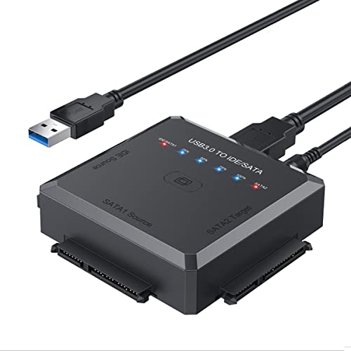 BRIUERG SATA zu USB Adapter USB 3.0 zu IDE/SATA 3 Kabelkonverter für 2,5 3,5 HDD SSD Festplattenadapter - EU Stecker