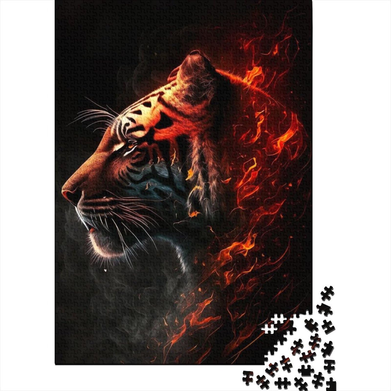 Tiger-Puzzles für Erwachsene, 1000 Stück, Holzpuzzles für Erwachsene und Teenager, ganze Familie und die (Größe: 75 x 50 cm)