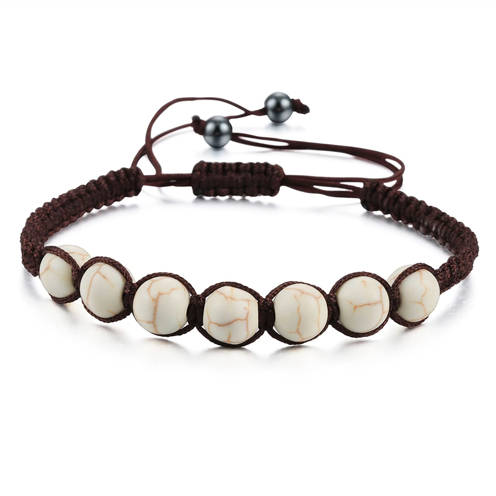 YIHANSS Kristallraue Trendige geflochtene Nylonseilperlenarmbänder Frauen Männer Naturstein Karneol Imitation Bernstein Strang Armband Armreif Geschenk Reiki-Armbänder (Farbe: Beige, Größe: Beige)