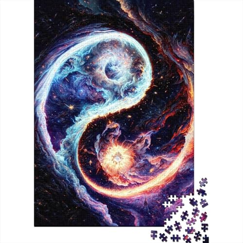 500 Teile für Erwachsene, schwierige Puzzles, Feuer und Eis, Yin und Yang-Puzzles für Erwachsene, Teenager, interessante Puzzles zur Stressreduzierung (Größe 52x38cm)