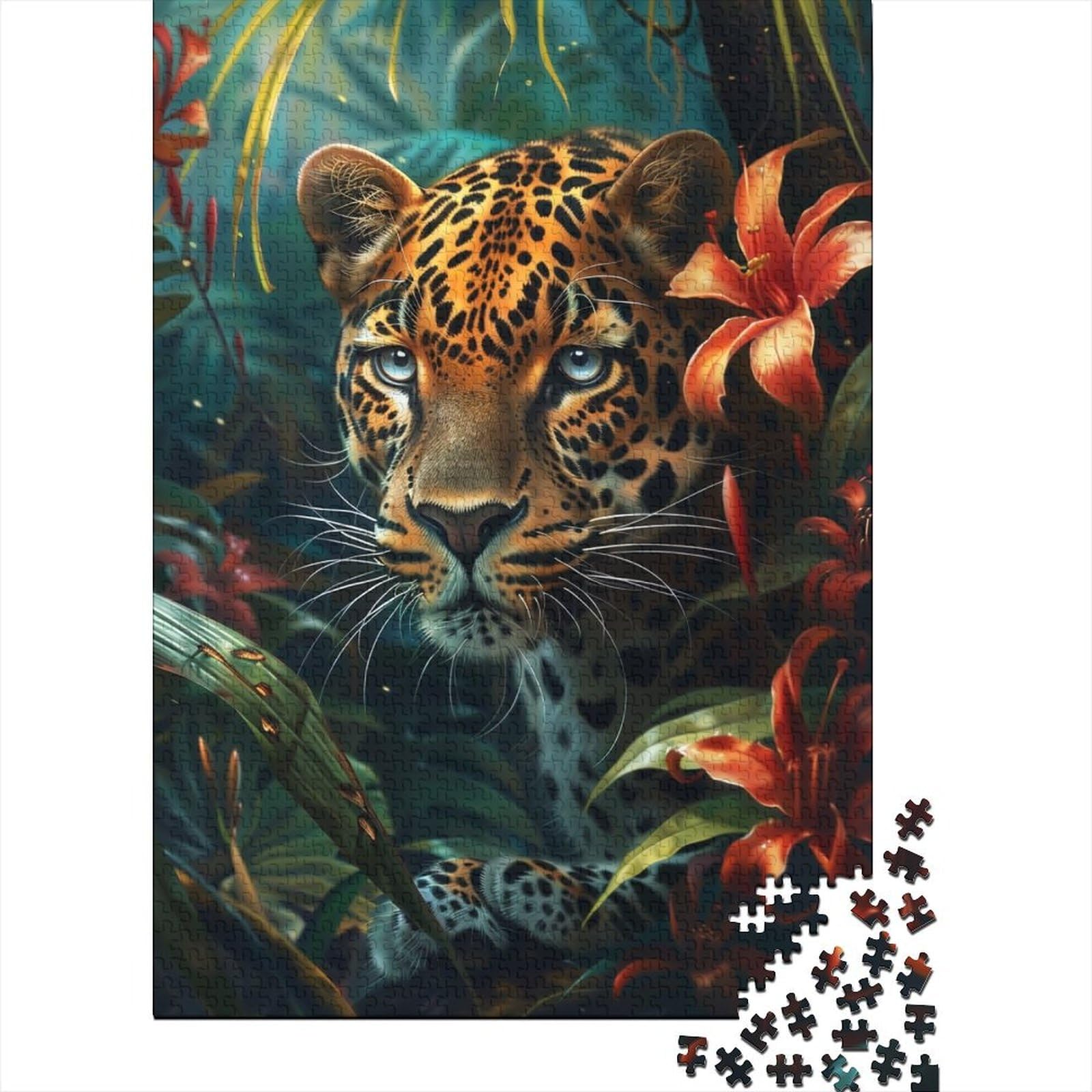 Holzpuzzle für Erwachsene mit Leopardenmuster, 500 Teile, für Erwachsene, schwierige Puzzles zum Stressabbau, zum Zeitvertreib zu Hause 20,47x14,96 Zoll