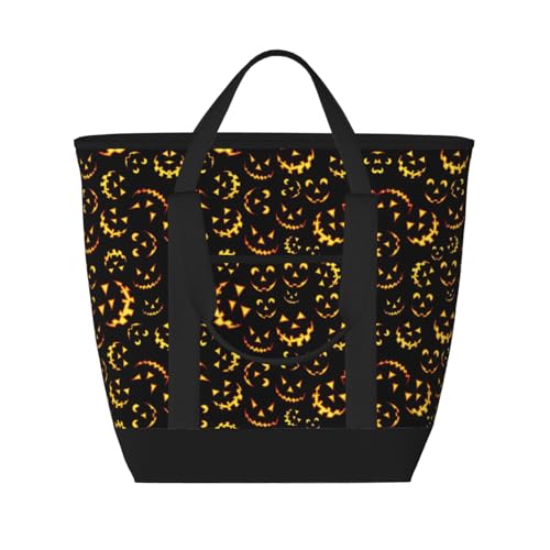 YQxwJL Happy Halloween1 bedruckte große Kapazität, isolierte Lunchtasche, wiederverwendbare Einkaufstasche mit Reißverschluss für Damen und Herren