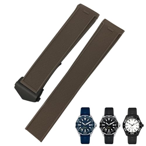 IOTUP 20 mm / 22 mm Gummi-Silikon-Uhrenarmband, passend für Tag Heuer F1 Carrera Aquaracer 300 WAY201A WAY211C Uhrenarmbänder Zubehör, 20 mm, Achat