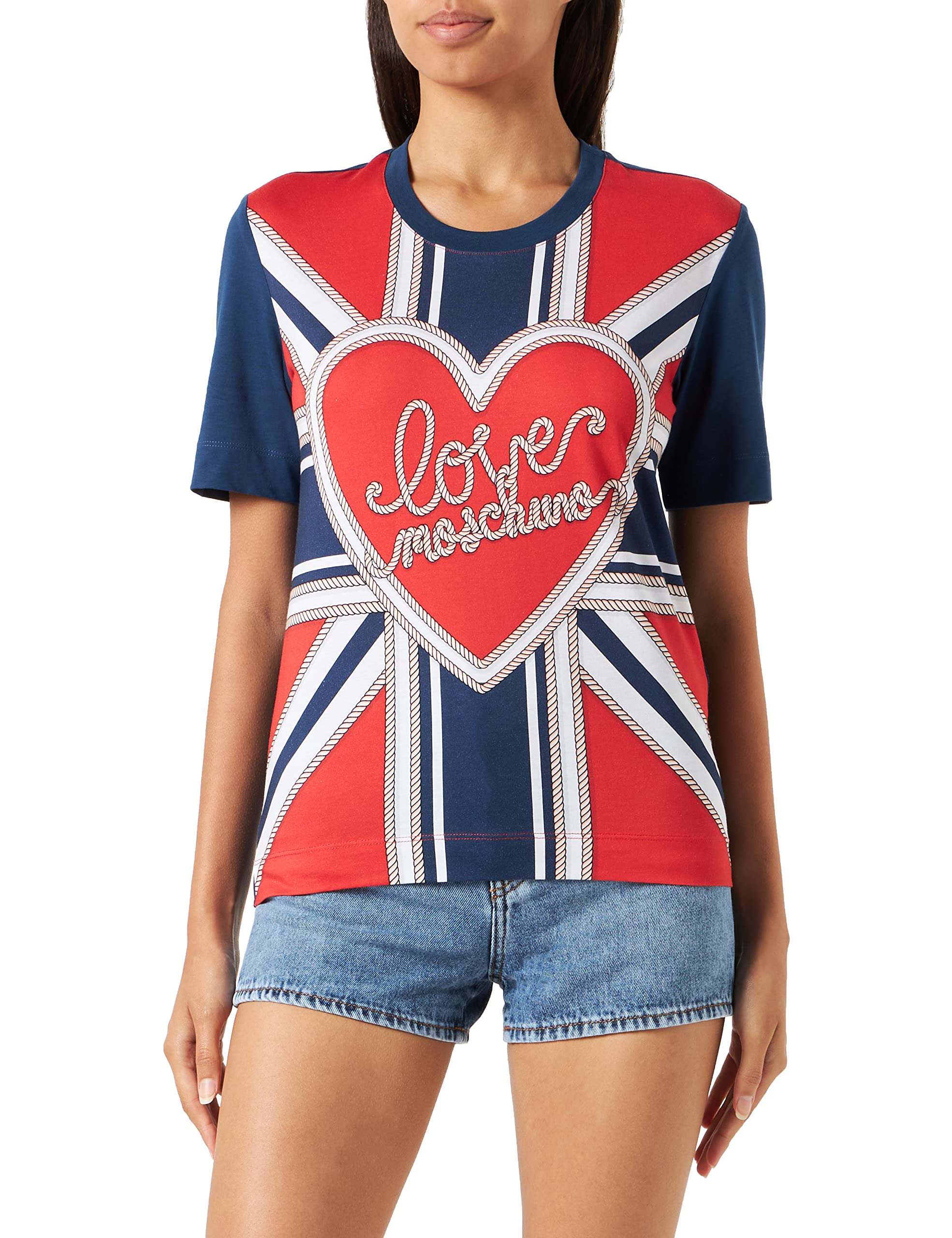 Love Moschino Women's Regular fit Short-Sleeved T-Shirt, Blue, 38