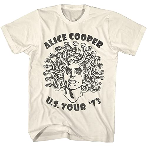 Alice Cooper Medusa 1973 World Tour Vintage Style Erwachsene Kurzarm T-Shirts, beige, Groß