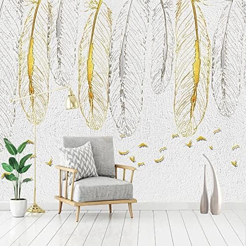 XLMING Goldene Feder 3D Tapete Home Dekoration Wohnzimmer Sofa Schlafzimmer Tv Hintergrund Wand-150cm×105cm