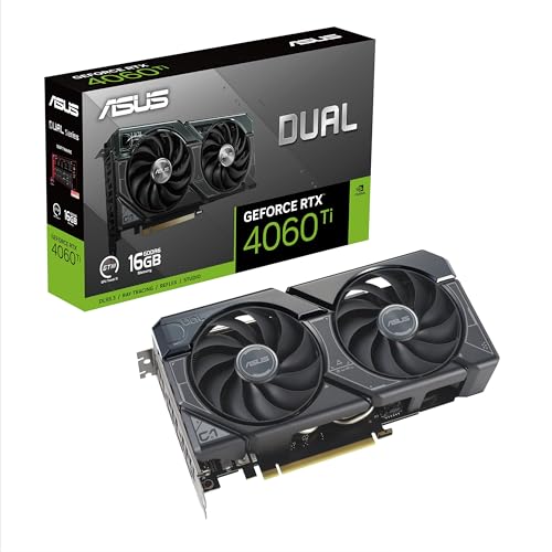 ASUS Dual GeForce RTX 4060 Ti 16GB GDDR6 Gaming Grafikkarte (Nvidia RTX4060 Ti DLSS 3, PCIe 4.0, 1x HMDI 2.1a, 3X DisplayPort 1.4a, schwarz, DUAL-RTX4060TI-16G)