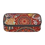 ZORIN Federmäppchen für Mädchen Jungen Große Kapazität Federmäppchen Vintage Indischer Batik Stil Floral Stifttasche Tragbare Make-up-Tasche für Schule Büro Studenten Teenager, Schwarz , Einheitsgröße, Münzbeutel