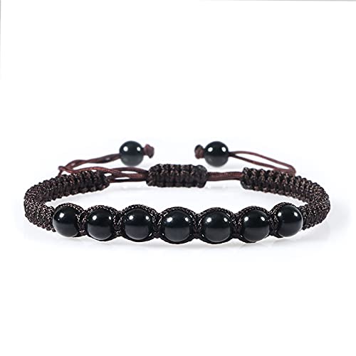 YIHANSS Kristallraue Trendige geflochtene Nylonseilperlenarmbänder Frauen Männer Naturstein Karneol Imitation Bernstein Strang Armband Armreif Geschenk Reiki-Armbänder (Farbe: Beige, Größe: Beige)