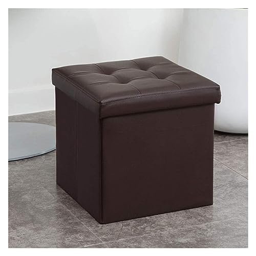 RAABYU Fußstütze, gepolstertes Leder, Faltbarer Würfel-Hocker mit Stauraum, Hocker, Fußhocker, zusammenklappbar, quadratisch, Couchtisch für das Wohnzimmer