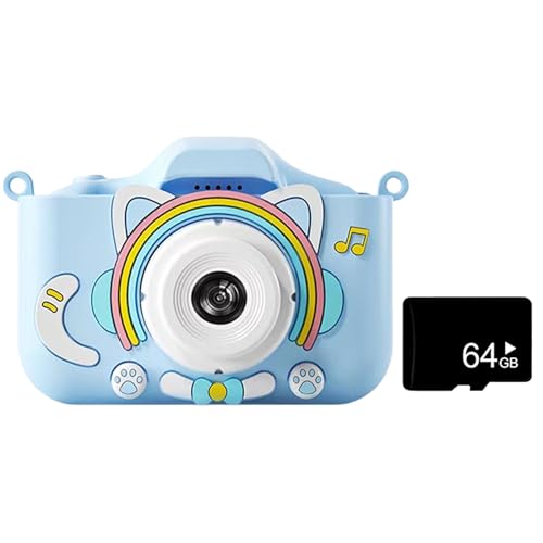 FUXIU Micro-SD-Karten-Digitalkamera für Kinder, verbesserte 1080P Selfie-Kinderkamera für Mädchen und Jungen, Geschenke, Foto-Selfie-Video, Digitalkamera, SD-Karte
