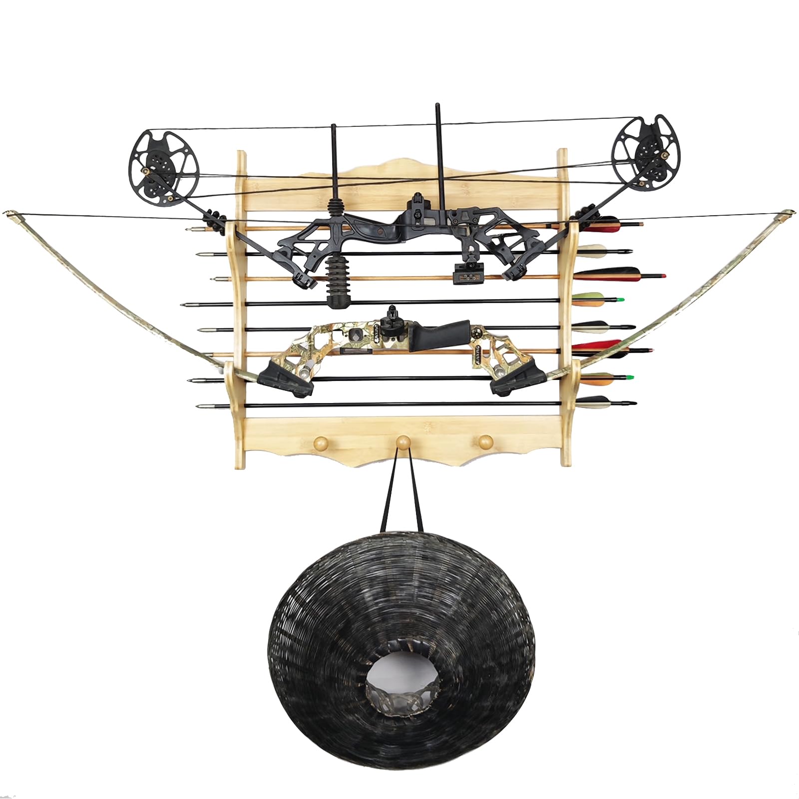 LESBJFDM Schwerthalter, Schwert-Präsentationsständer, Wandhalterung, Holzständer, 6-stöckig, Schwert-Wandaufhänger für Schwert, Angelruten, Lichtschwertständer