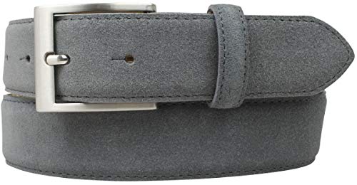 BELTINGER Gürtel aus Veloursleder 3,5 cm | Weicher Velour-Ledergürtel für Herren 35mm | Anschmiegsamer Wildleder-Gürtel | Dunkelgrau 95cm