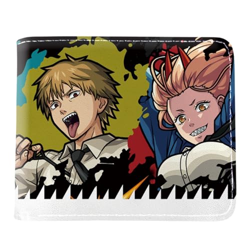 Chains-aw Man Geldbeutel Anime Mittelgroß, Cartoon-Münztasche Geldbeutel Klein, PU-Leder Kreditkartenhalter Geldbörsen, für Anime-Fan-Geschenke Jungen und Mädchen(Color:Multicolor 5)