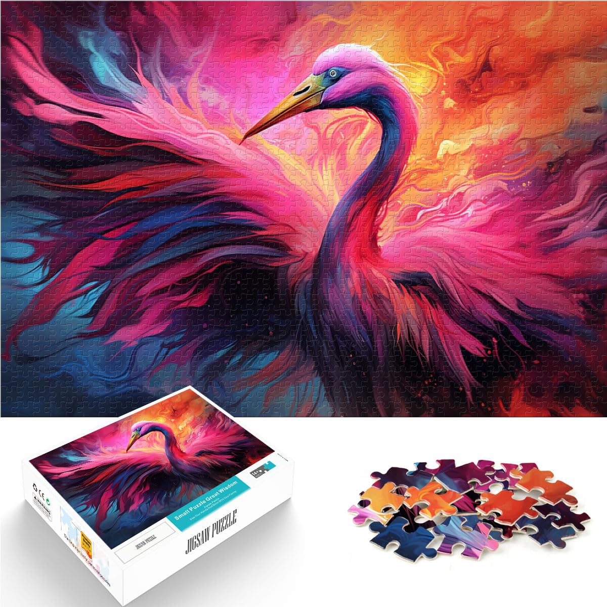 Puzzle für Erwachsene mit Buntem Flamingo, 1000 Teile, Holzpuzzle, Familienaktivitätspuzzle, Lernspiele, 1000 Teile (50 x 75 cm)