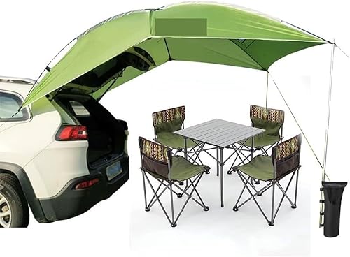 Auto Vorzelt Camping, SUV Heckklappenzelt Markise Sonnenschutz for Camping 3-4 Personen(Green)