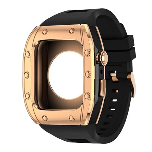 KANUZ Luxus-Modifikationsset Armband für Apple Watch, 45 mm, 44 mm, Gummiband + Hülle für Apple Watch Serie 8, 7, 6, 5, 4, SE, Zubehör (Farbe: D, Größe: 45 mm)